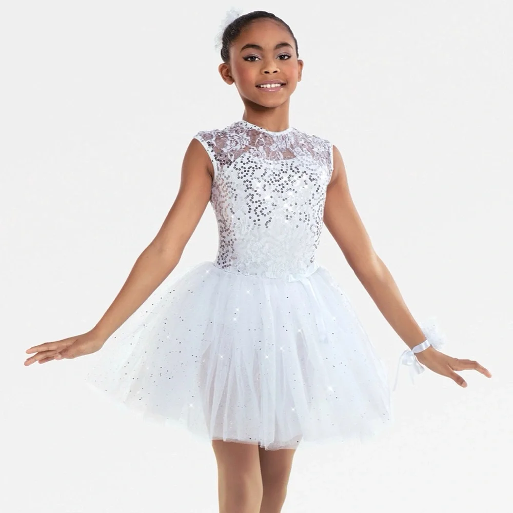 Revolution Dancewear | Silver Bells Sparkling White Lace Ballet Tutu Costume, LC